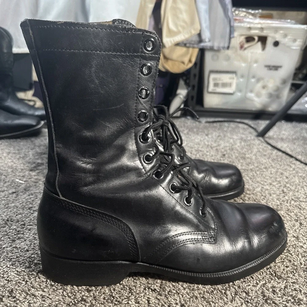 Genuine US Army Black Leather Boots - Size 10 R